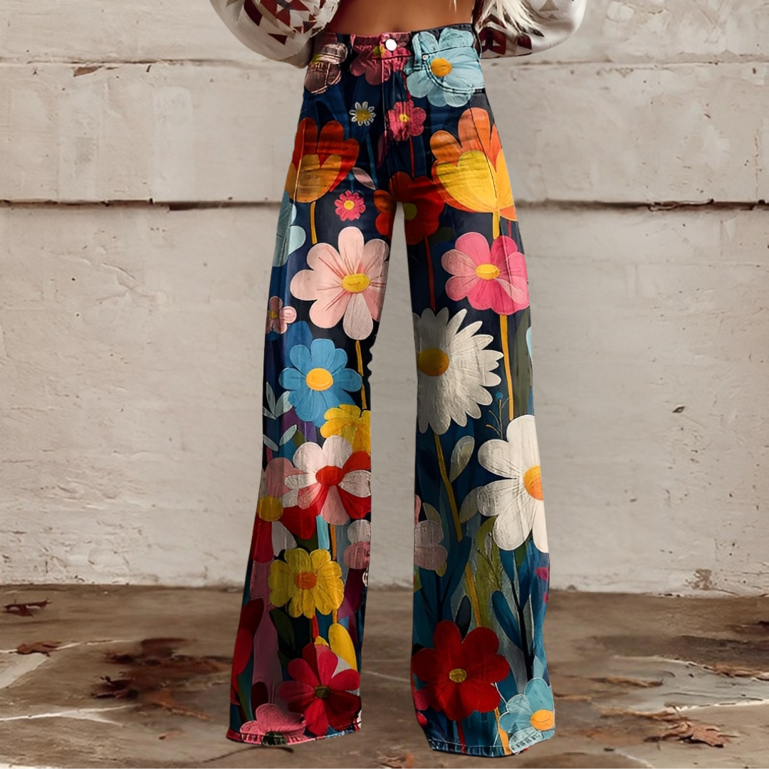Maria – kolorowe kwieciste spodnie