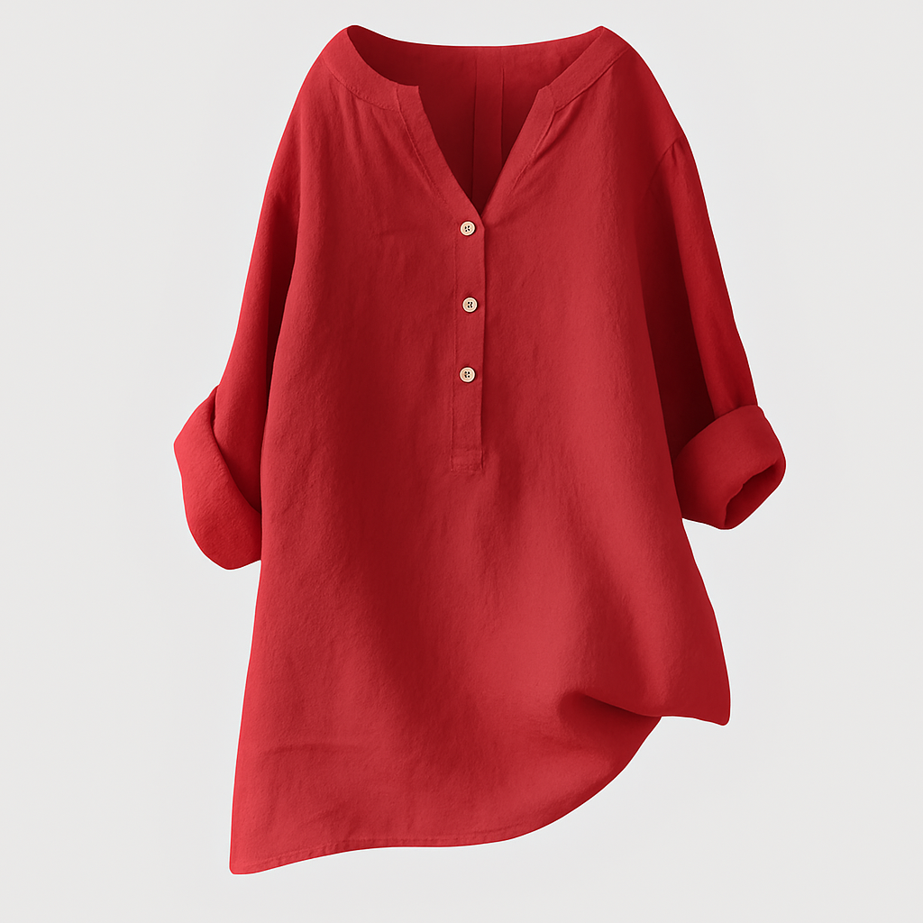 Maria – przewiewna i komfortowa koszula lniana z guzikami